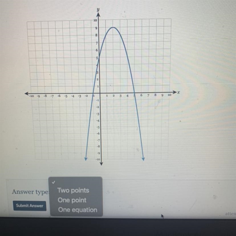 Using the graph, determine the coordinates of the vertex of the parabola.-example-1