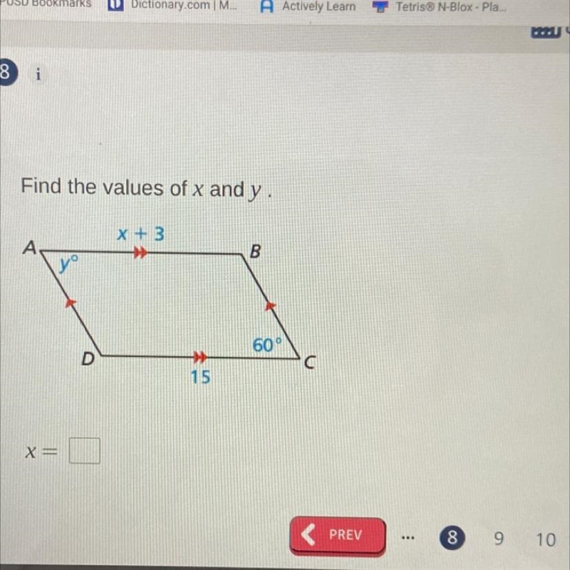 Find the values of x and y.-example-1