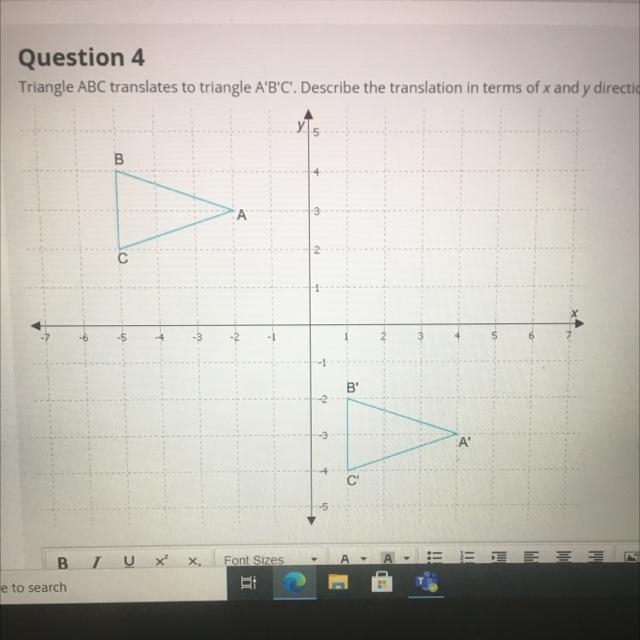 Triangle ABC translates to triangle ABC describe the translation in terms of X and-example-1