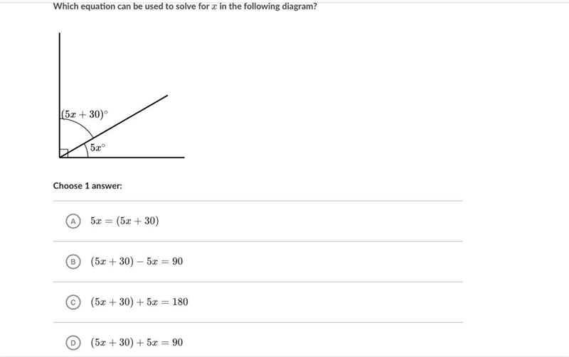 Which equation can be used to solve for x in the following diagram?-example-1