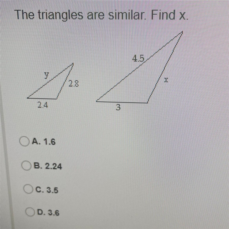 The triangles are similar. Find X.-example-1