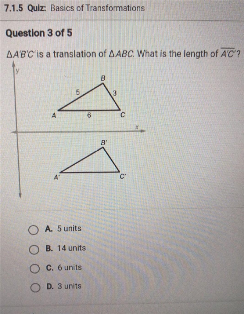 A'B'C is a translation of ABC. what is the length?​-example-1