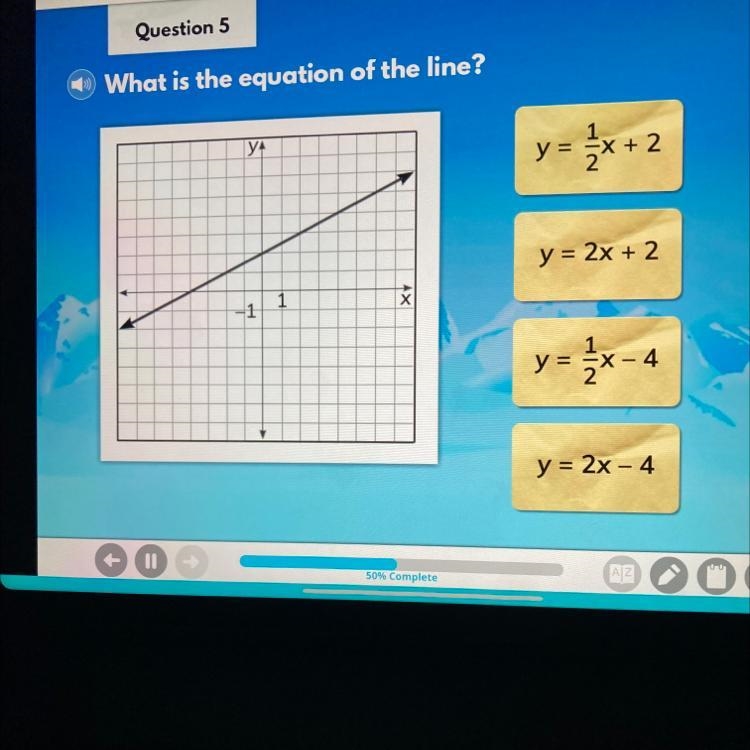 Question 5 20 points What is the equation of the line? 1 yt y= 2x + 2 3x y = 2x + 2 XY-example-1