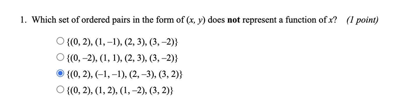 Which set of ordered pairs the form (x, y) does not represent a fraction of x-example-1