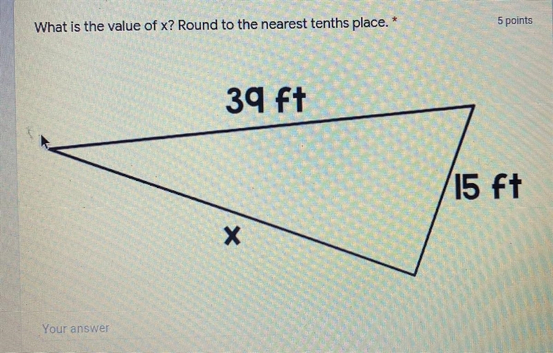 What is the value of x? Round to the nearest tenths place.-example-1