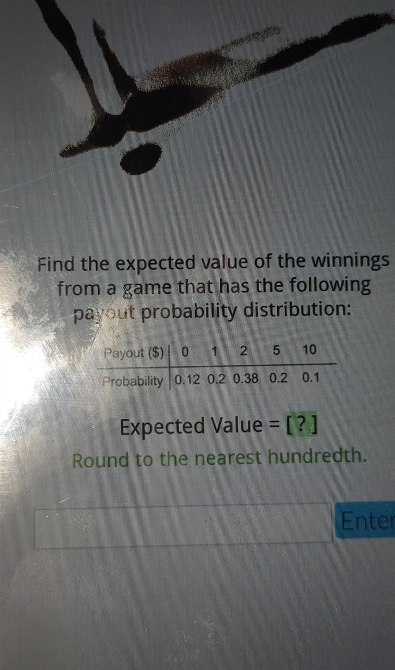 PH Find the expected value of the winnings from a game that has the following payout-example-1