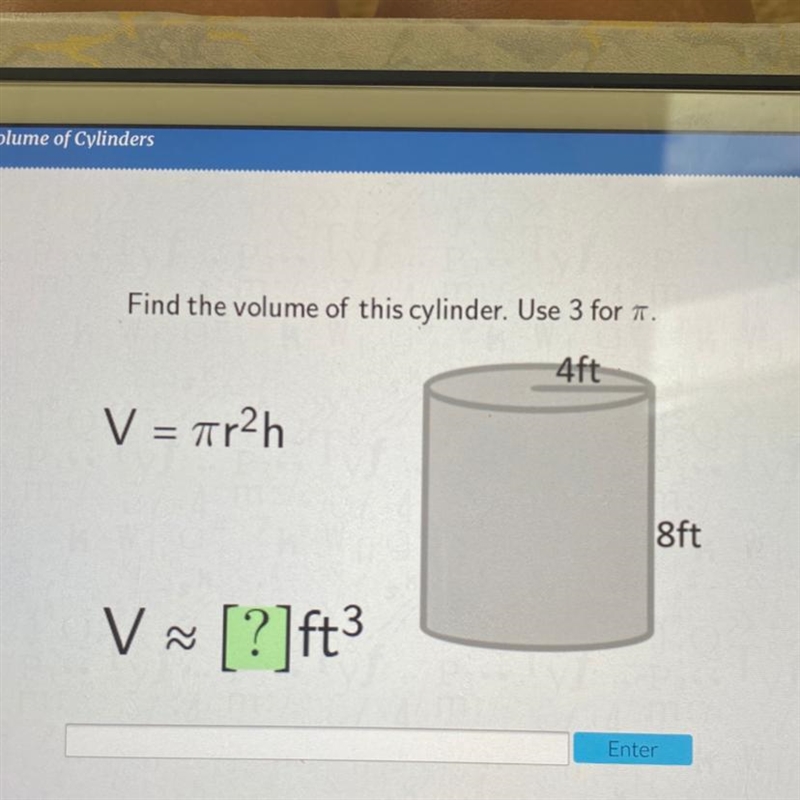 Find the volume of this cylinder. Please help-example-1