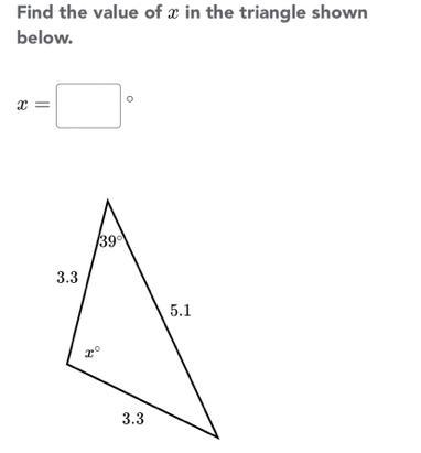 Find the value of X in the triangle shown below-example-1