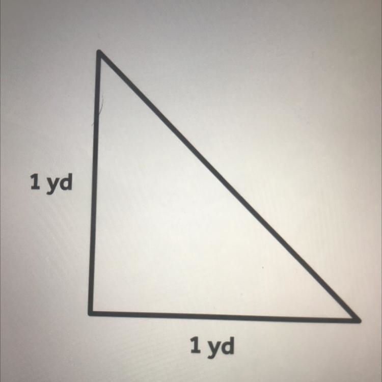 What is the area of the triangle below (in square units)? 1 yd 1 yd-example-1