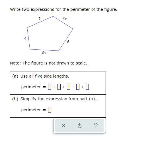 Write two expressions for the perimeter of the figure.-example-1