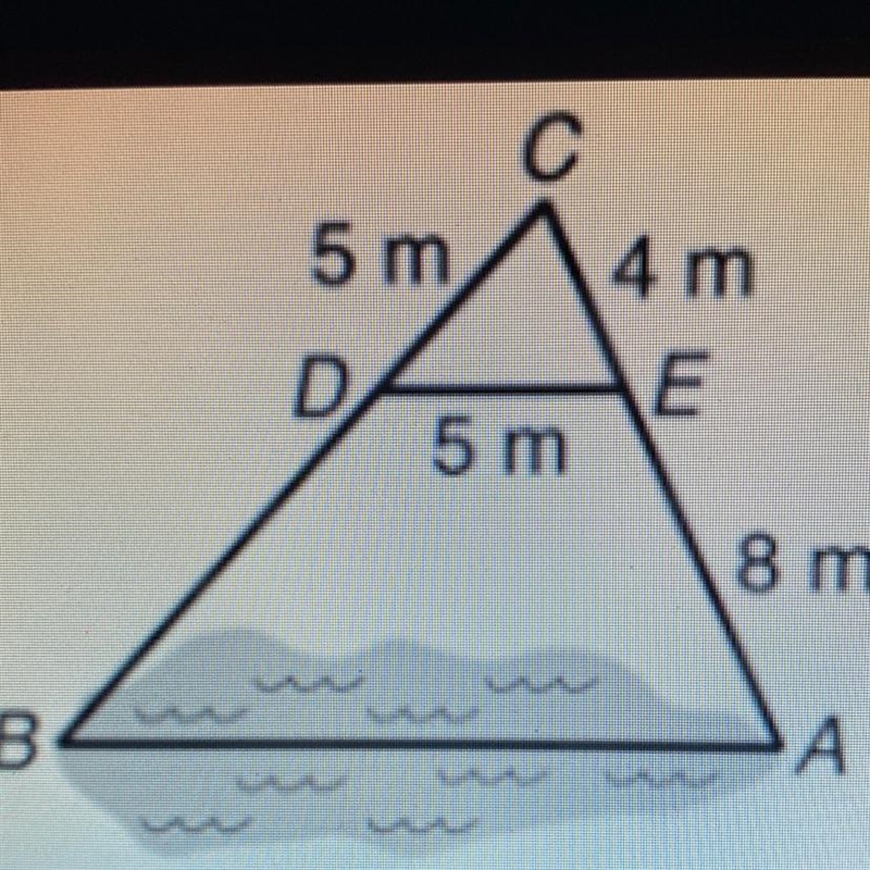 PLEASE HELPPP To measure the distance across a pond, a surveyor locotes points A, B-example-1