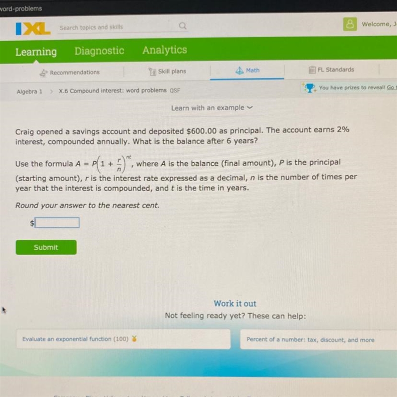 Craig opened a savings account and deposited $600.00 as principal. The account earns-example-1