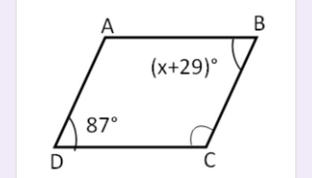 In the parallelogram given below, find the value of x, measures of ∠A and ∠C A. 45˚ B-example-1