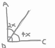 Angle a & b are complementary angles. If angle a = 2x and angle b = 4x, then what-example-1