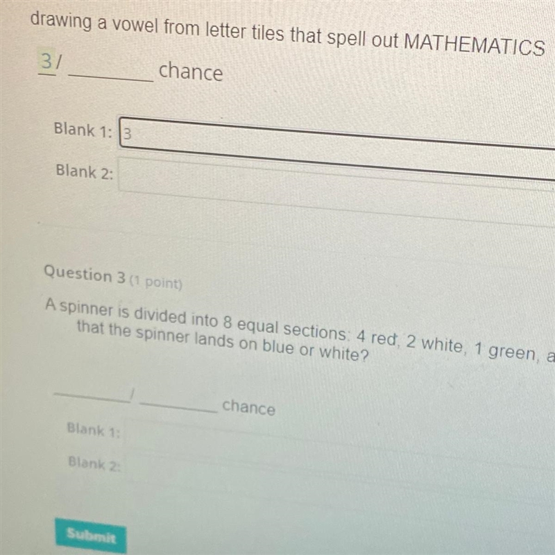 Question 2 (1 point) drawing a vowel from letter tiles that spell out MATHEMATICS-example-1