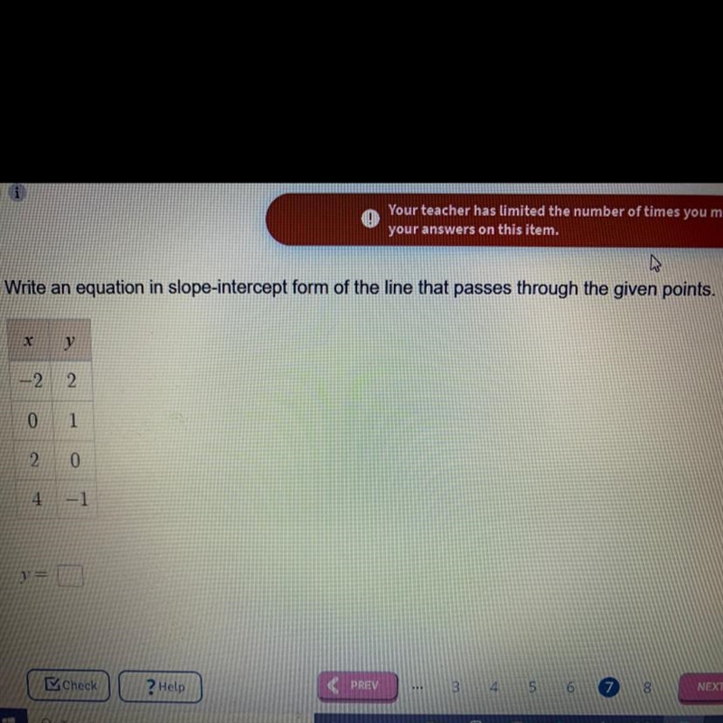 Write an equation and slope intercept form of the line that passes through the given-example-1