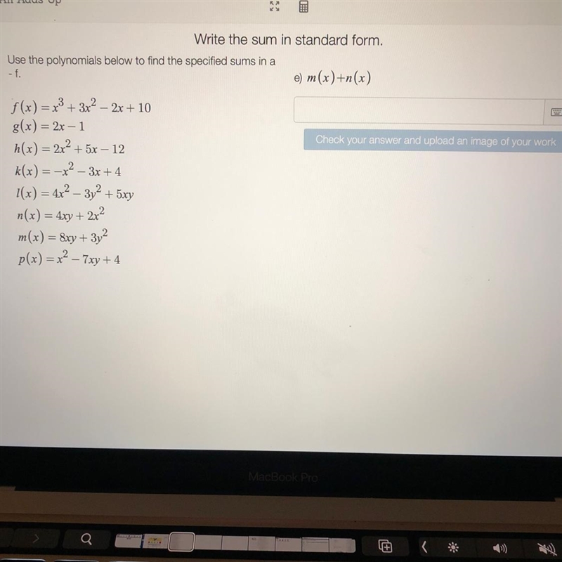 Write the sum in standard form E) m(x) + n(x)-example-1