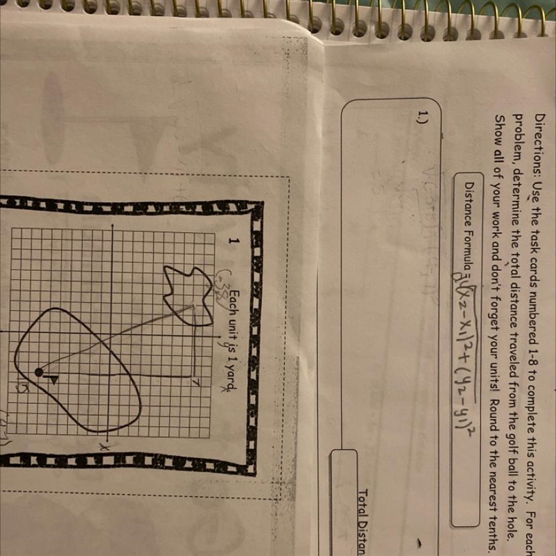 Golf activity geometry use distance formula HELP PLEASE n explain if you know!-example-1