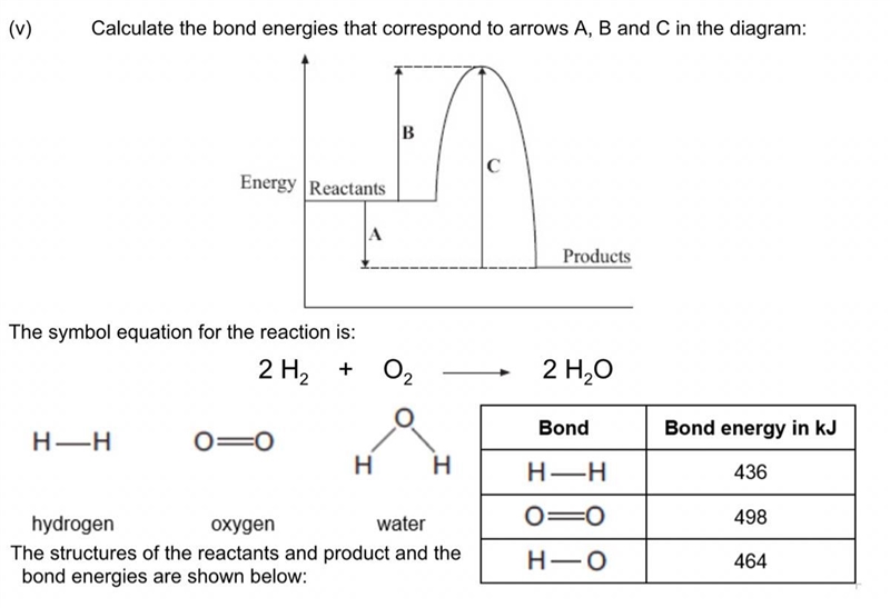 ​Calculate the bond energies that correspond to arrows A, B and C in the diagram:-example-1