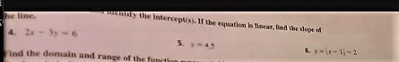 Graph the equation and identify the intercept(s). If the equation is linear, find-example-1