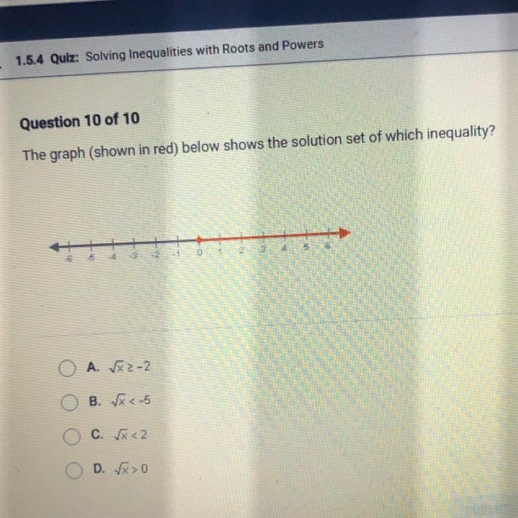 HELPPPPP The graph (shown in red) below shows the solution set of which inequality-example-1