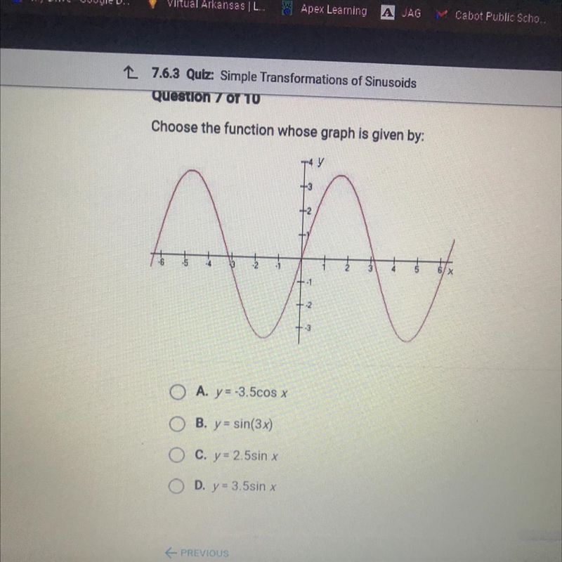 Choose the function whose graph is given by:-example-1