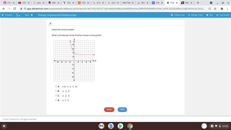 Please help! What is the domain of the function shown on the graph?-example-1