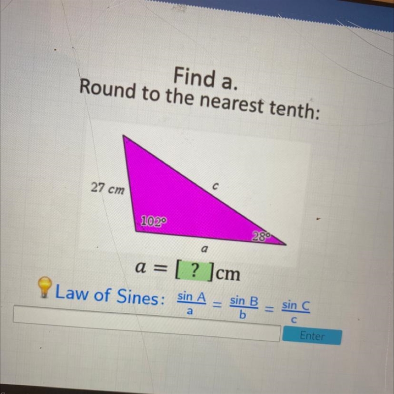 Find the value of a. Round the nearest tenth.-example-1