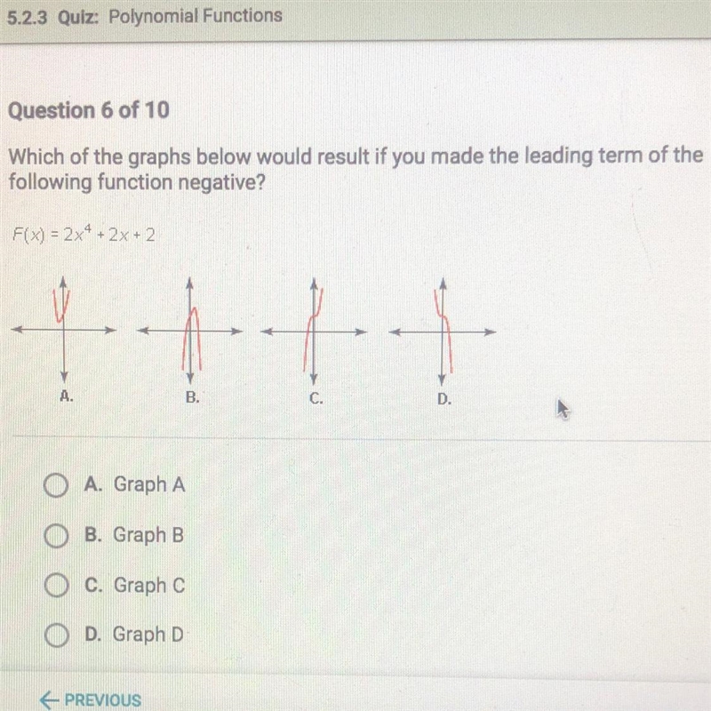 Which of the graphs below would result if you made the leading term of the following-example-1