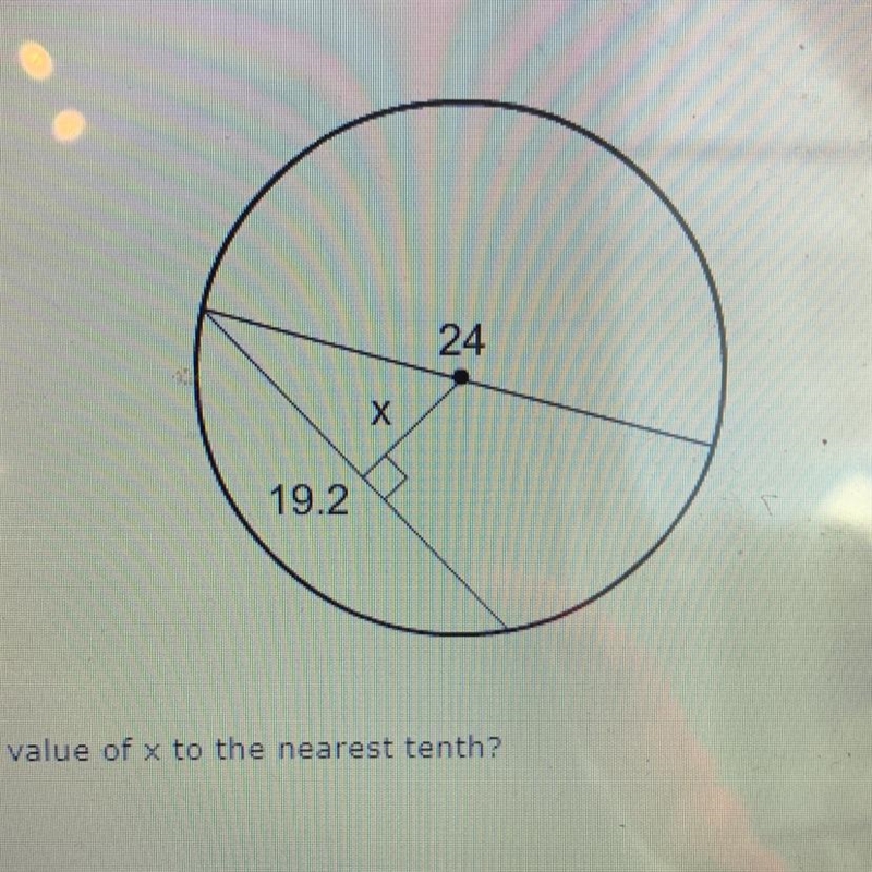 What is the value of x to the nearest tenth? A)7.2 B)4.8 C)12.0 D)9.2-example-1