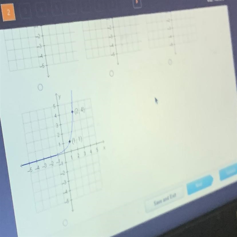 Which is the graph of f(x) = 1/4 (4)?-example-1