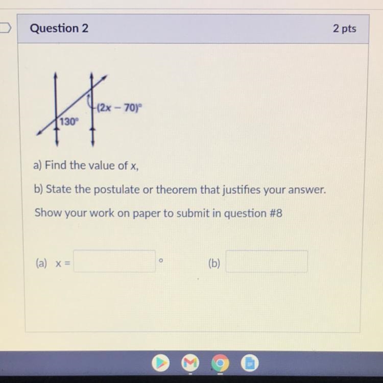 A) Find the value of x, b) State the postulate or theorem that justifies your answer-example-1