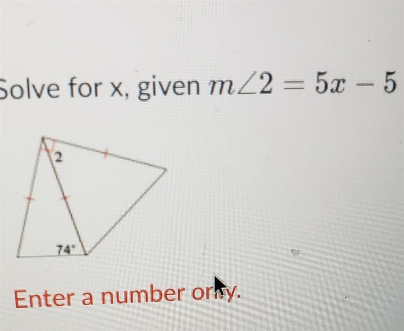 Solve for x, given m<2 = 5x – 5 ​-example-1