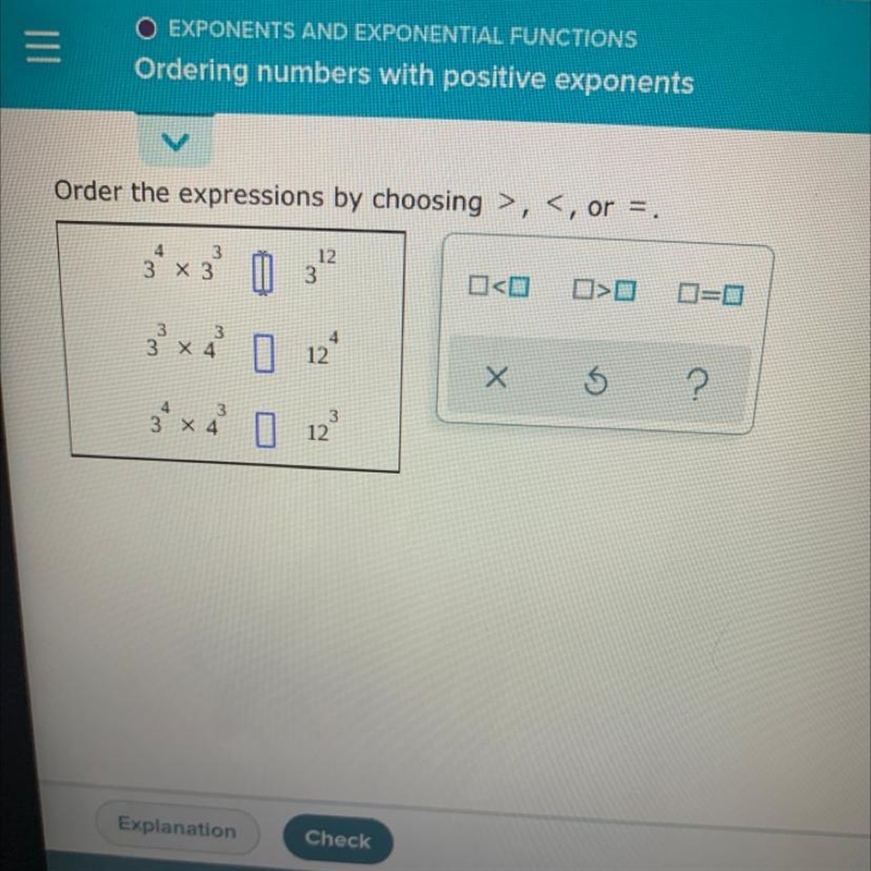 Order the expressions by choosing >,-example-1