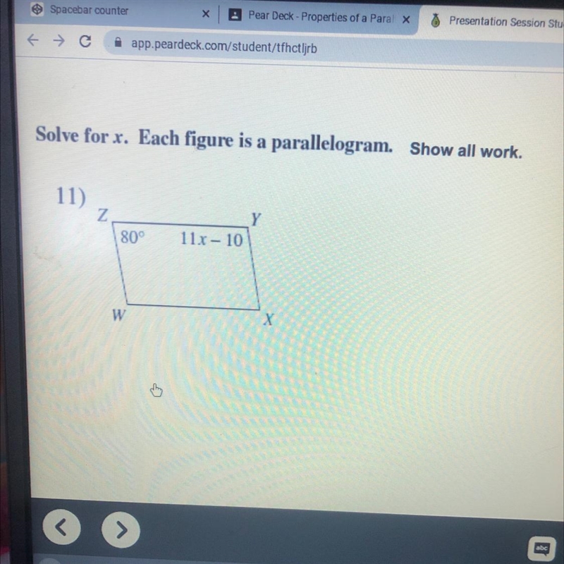 Solve for x.parallelogram Plz show steps so I can learn-example-1