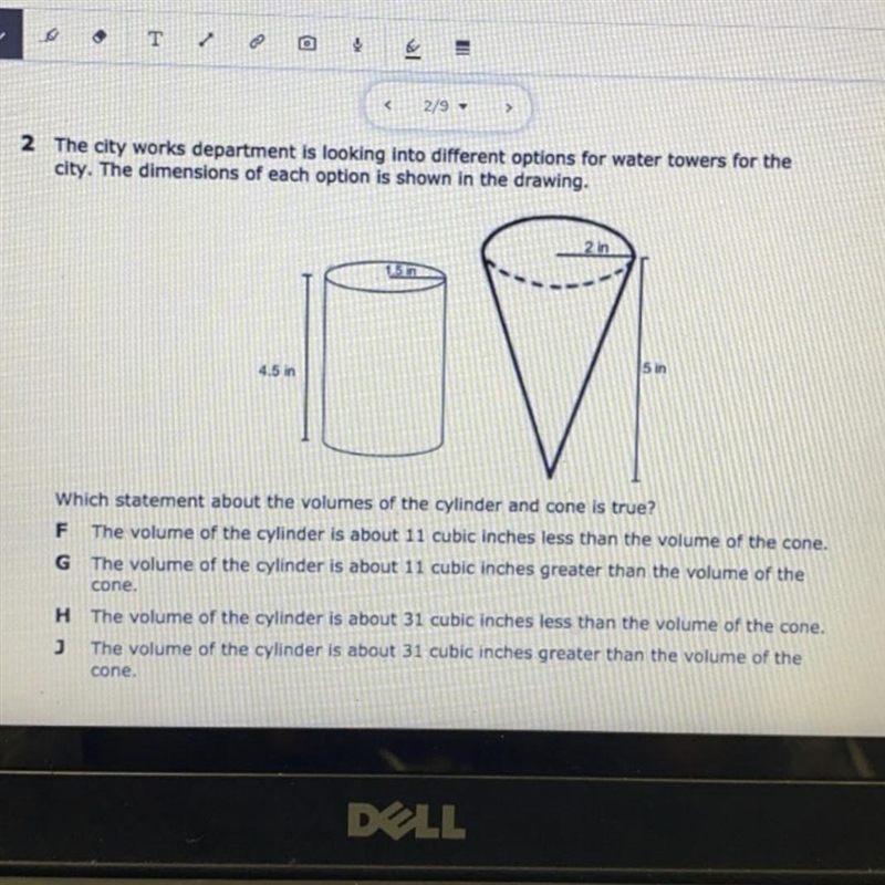 What statement about the volume of the cylinder and cone is true ?-example-1