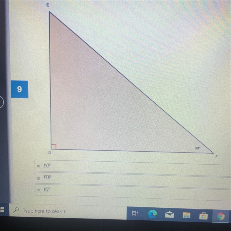 List the sides of DEF in order from shortest to longest.-example-1