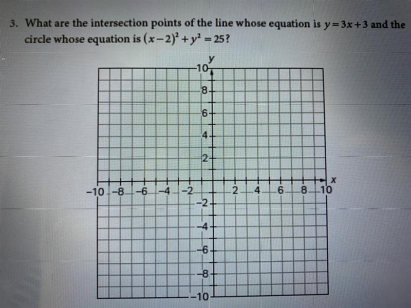 3. What are the intersection points of the line whose equation is y=3x +3 and the-example-1