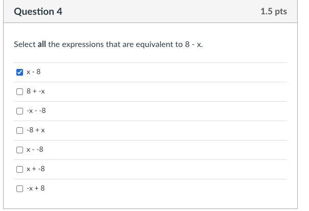 (12pts) Which equations are equivalent to 8-x-example-1