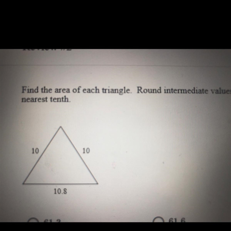 find the area of each triangle. Round intermediate values to the nearest tenth. use-example-1