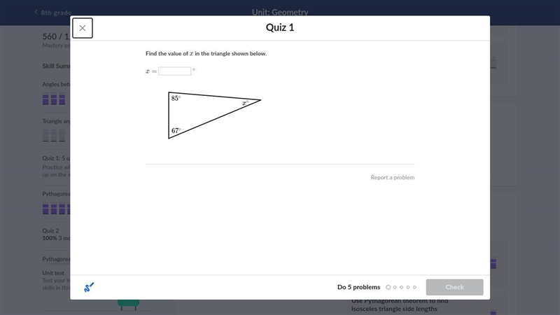 What is the value of x in the triangle?-example-1