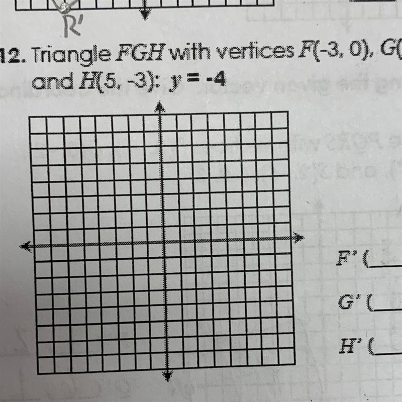 F (-3,0), G (6,-1), and H(5,-3): y= -4-example-1