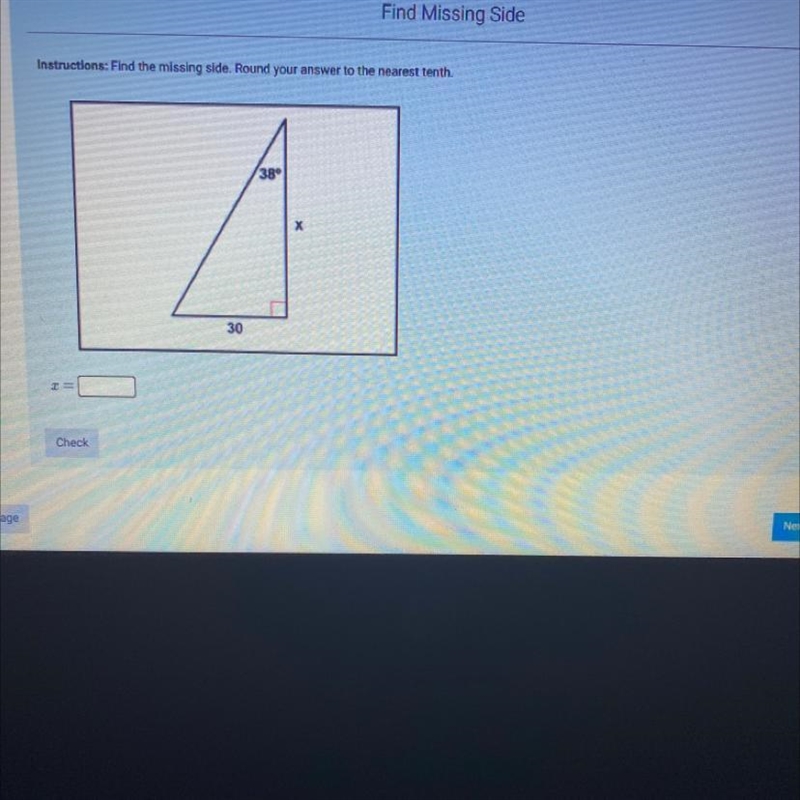 Find the missing side. Round your answer to me nearest tenth-example-1