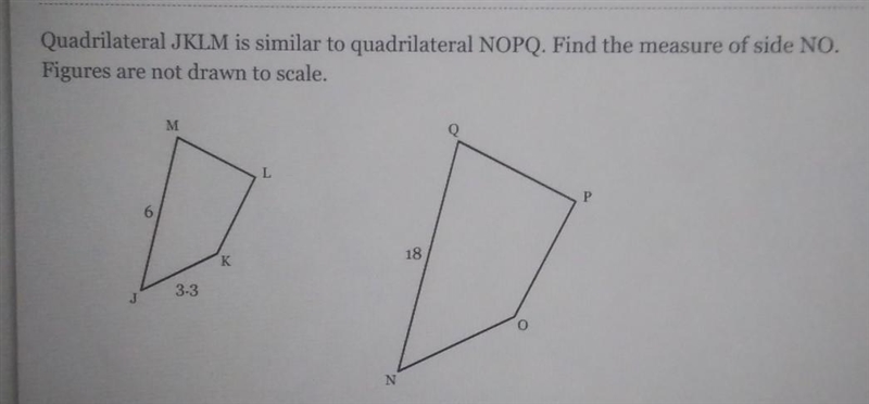 Find the measure of side NO. Figures are not drawn to scale.​-example-1