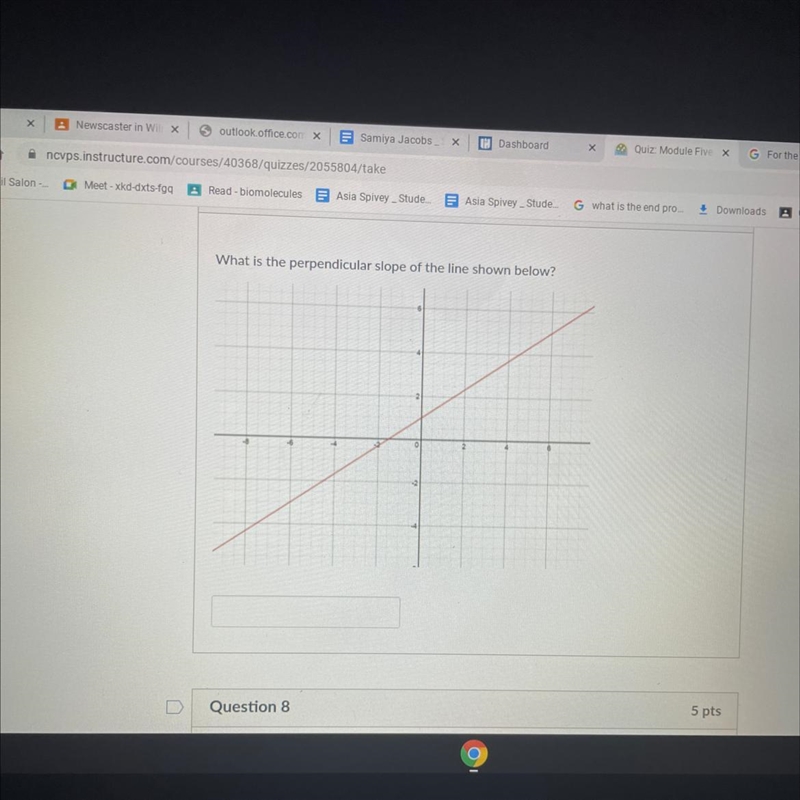 What is the perpendicular slope of the line shown below?-example-1