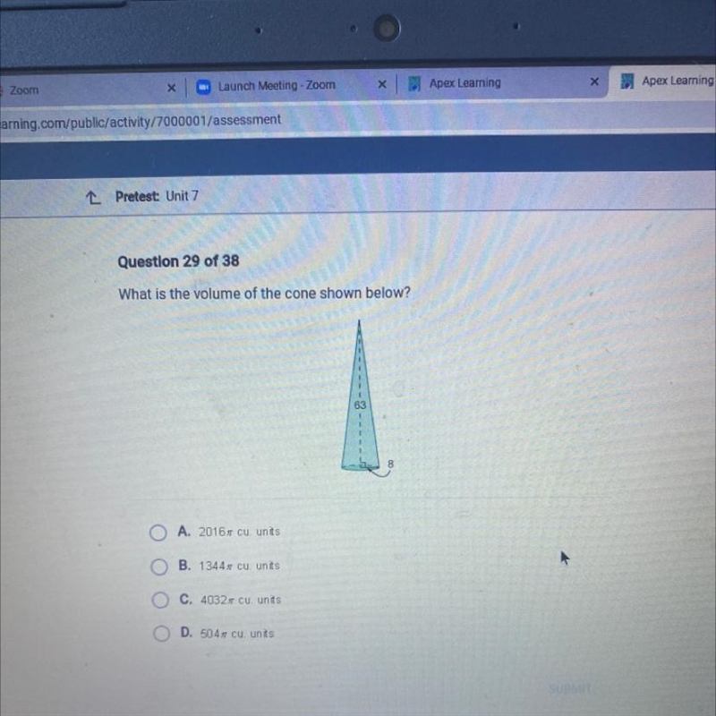 What is the volume of the cone shown below?-example-1