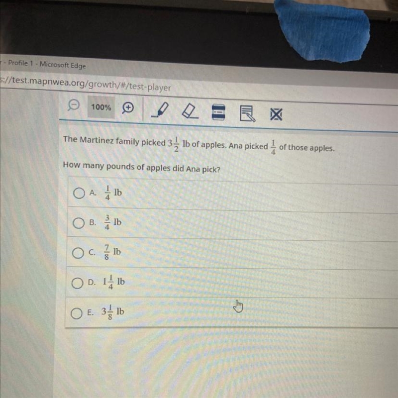 The Martinez family picked 3-4 lb of apples. Ana picked 1 of those apples. How many-example-1