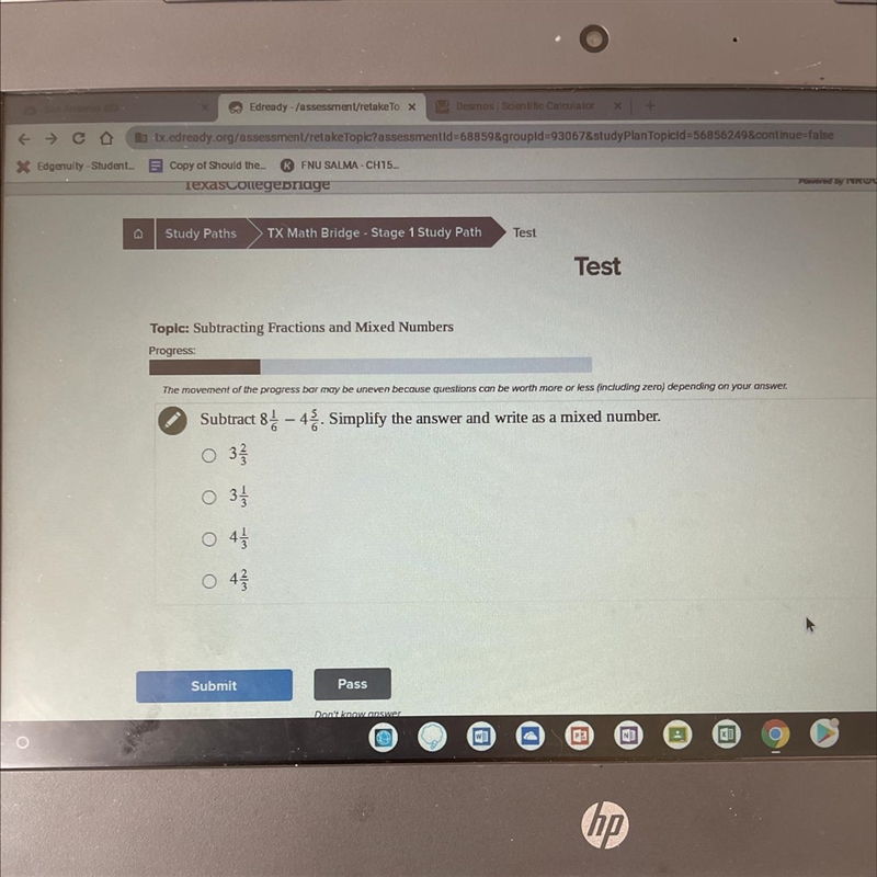 Subtract 84 - 4. Simplify the answer and write as a mixed number.-example-1