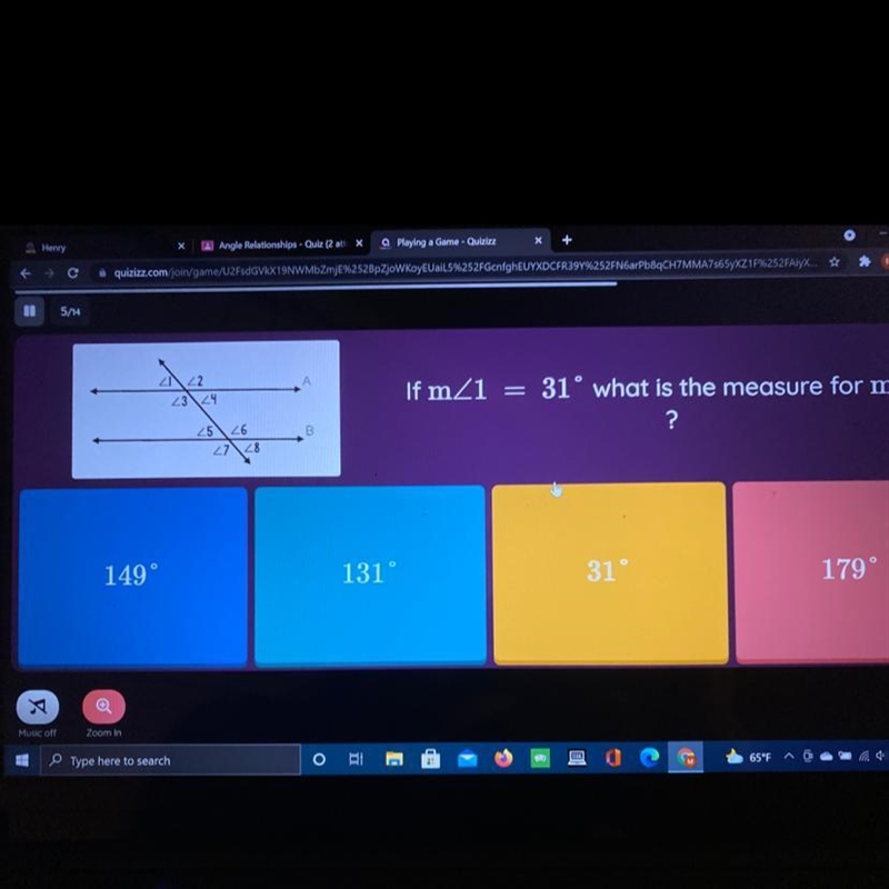 If mZ1 = 31° what is the measure for m_2 ?-example-1