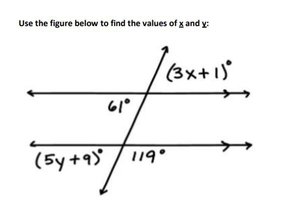 How would I find the values of x and y?-example-1